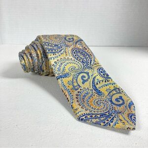 Stacy Adams Men’s Gold Blue Tie Paisley Microfiber Made in China